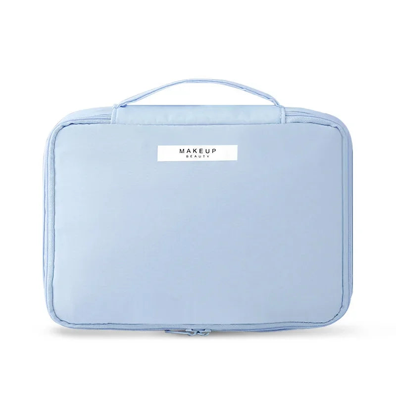 Portable Large-Capacity Women's Travel Makeup & Toiletry Bag - 3D Structured Cosmetic Organizer with Zipper