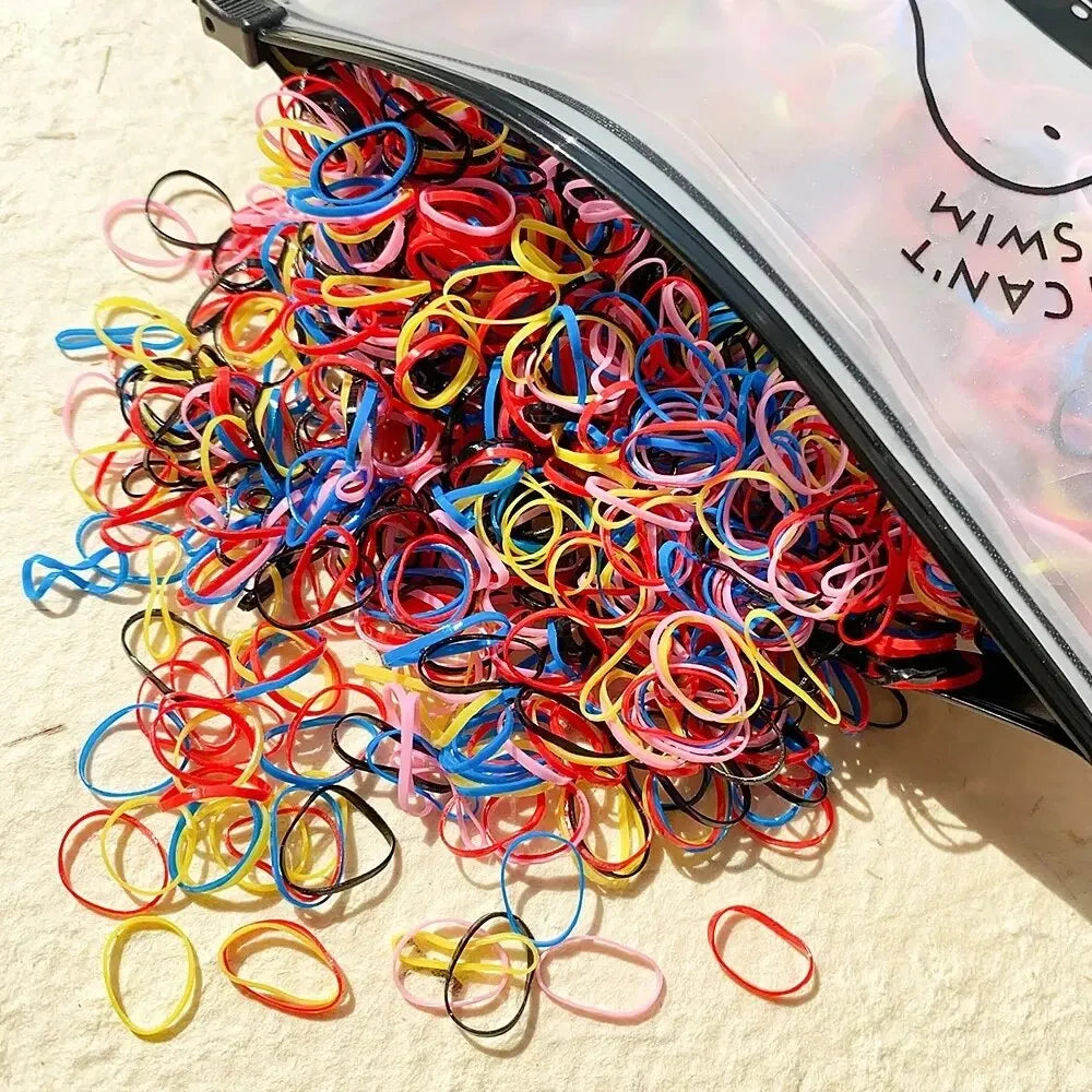 1000-Pack Colorful Small Elastic Hair Bands - Disposable Micro Ponytail Holders for Girls