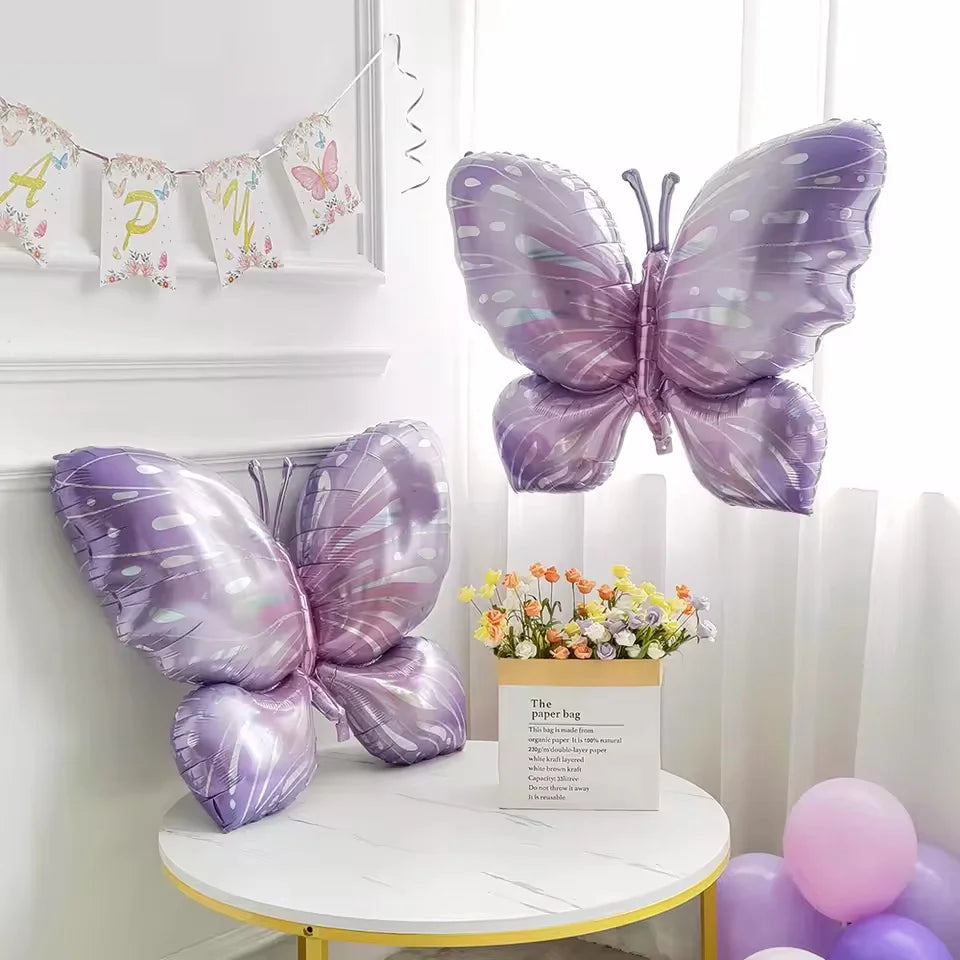 10-Pack Purple Butterfly & Number Foil Balloon Set 32-inch (81 cm) Party Decorations for Baby Shower, Birthday, Wedding, Christmas