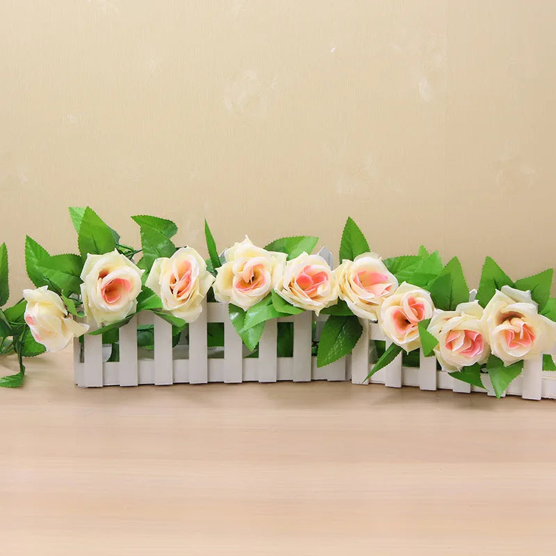 250 cm (98.4 in) Rose Artificial Flower Garland – Faux Rose Vine for Wedding, Christmas, Home & Garden Arch Decor
