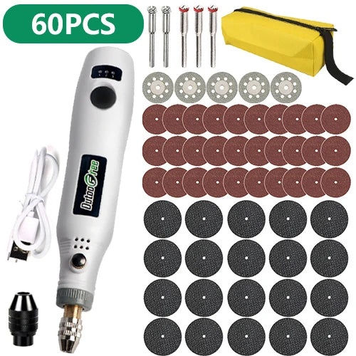 3-Speed USB Cordless Rotary Tool Mini Electric Engraving Drill Pen with Accessories