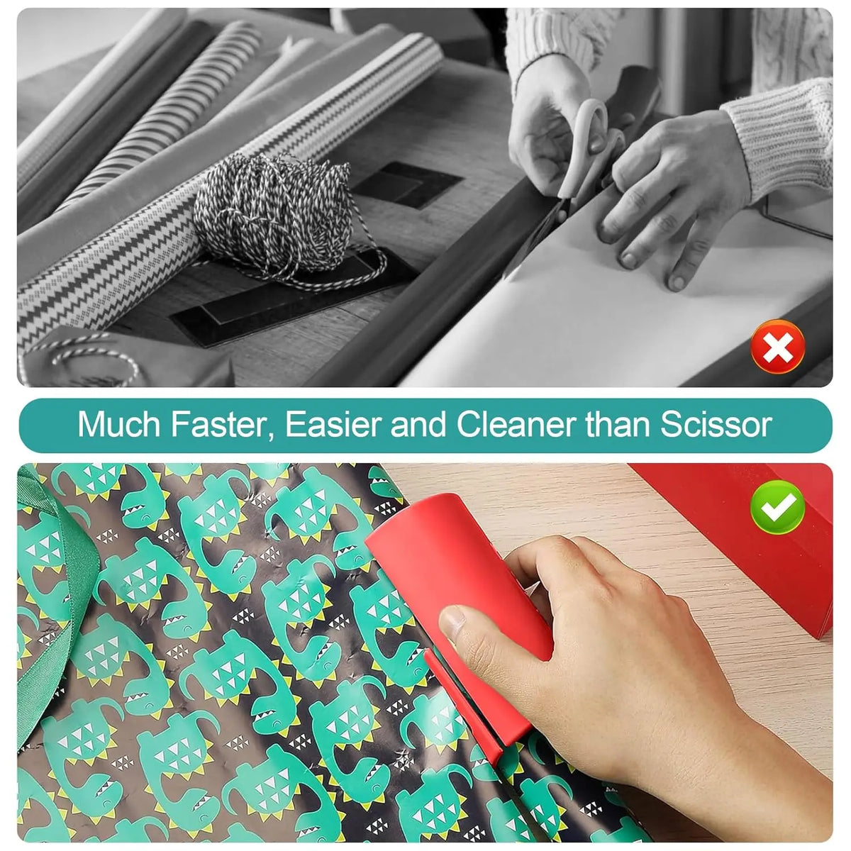 Portable Wrapping Paper Cutter for Rolls – Gift Wrap Cutter for Christmas & Birthday Packaging