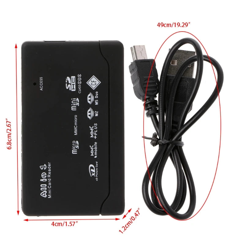 21-in-1 USB 2.0 Multi Memory Card Reader for SD TF CF M2 XD MMC MS - 1/2/5/10 Pack