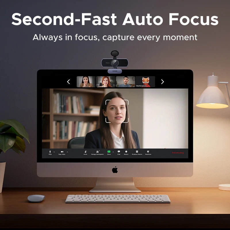 4K USB Webcam (8MP) — PDAF Autofocus & Dual AI Noise-Cancelling Mics, 4K/1080P HD Camera for Zoom, Teams, Google Meet