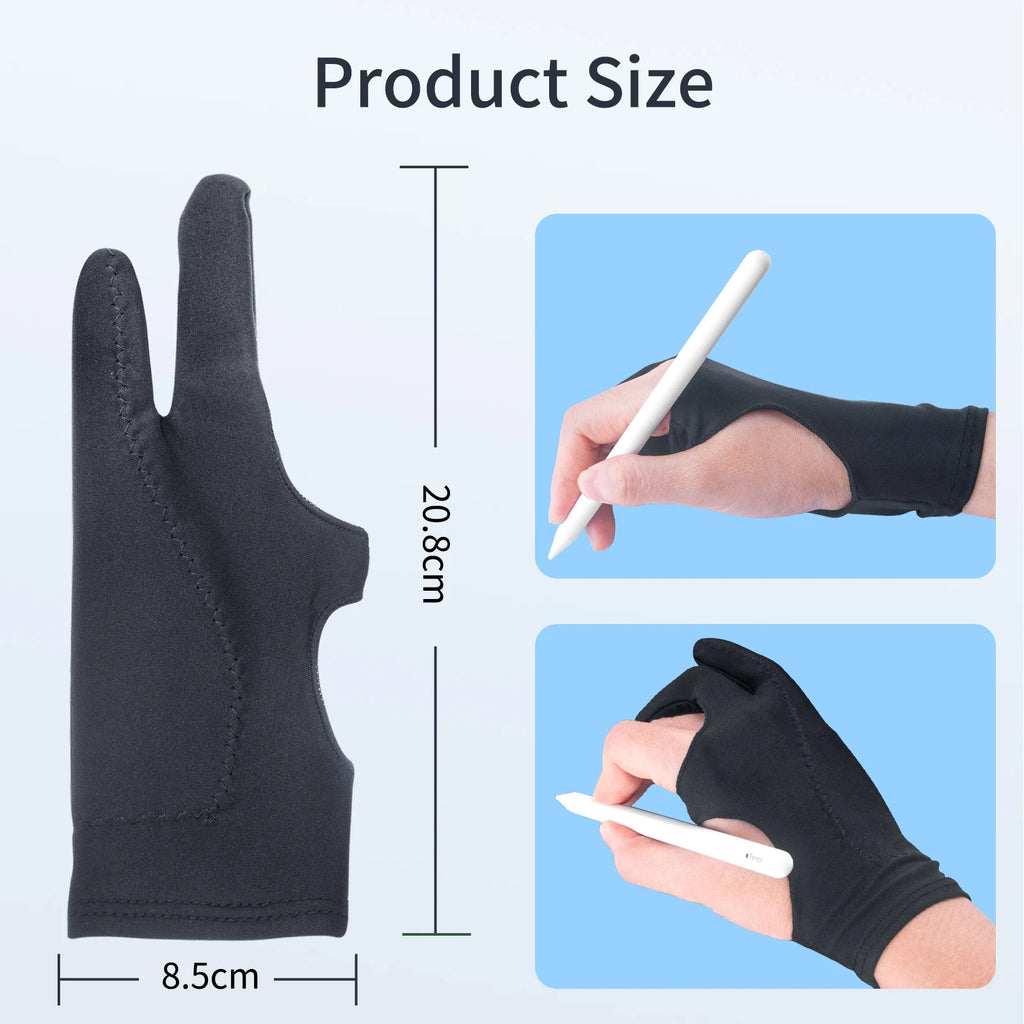 Two-Finger Anti-Fouling Touchscreen Drawing Glove for Tablet and Phone, Anti-Contact Stylus Glove
