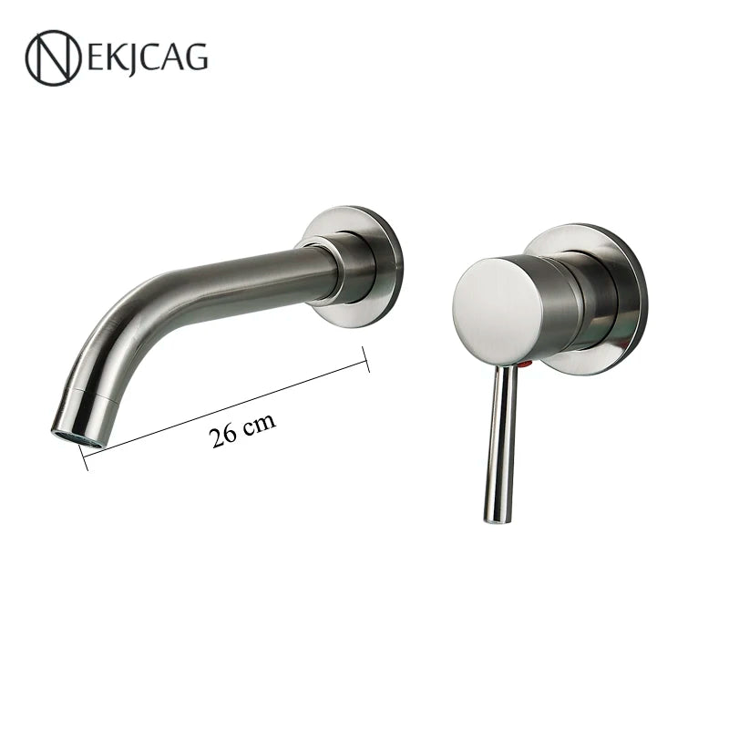 Wall-Mount Single-Handle Basin Faucet – Polished Gold, Matte Black or Chrome Bathroom Sink Mixer (Hot & Cold)