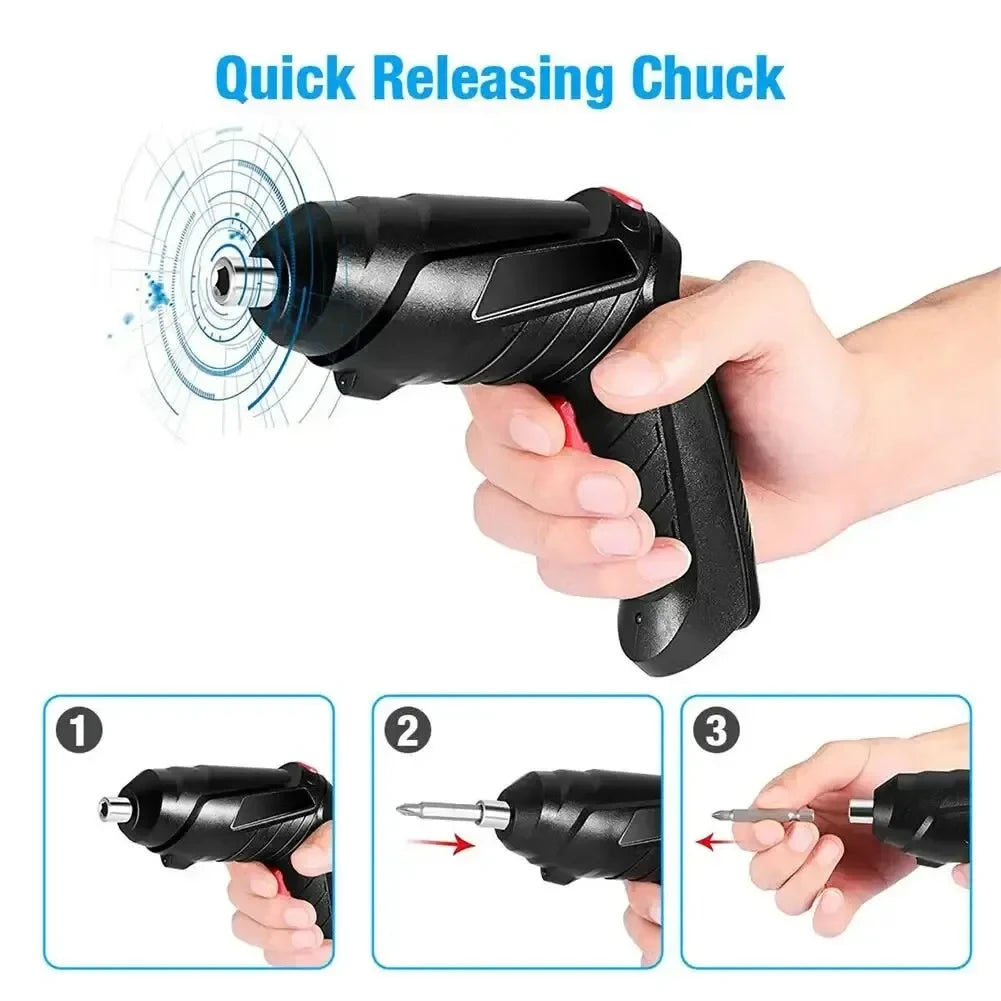 47-Piece 3.6V Cordless Electric Screwdriver Kit, 1800mAh USB Rechargeable, LED Light, 3.5Nm Torque for Home Repair