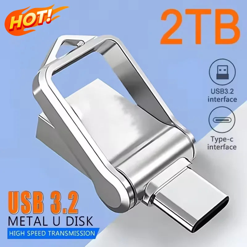 USB 3.2 High-Speed Dual-Interface Flash Drive (Type-C & USB-A Compatible) — 128GB 256GB 512GB 1TB 2TB