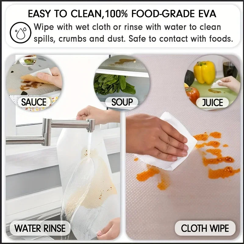 4-Pack EVA Refrigerator Shelf Liners 29 x 45 cm (11.4 x 17.7 in) Waterproof Washable Non-Slip Fridge & Drawer Mats