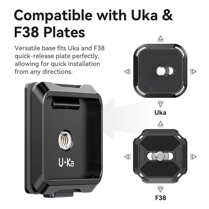 Quick Release Plate and Base Kit for Camera Tripods — 20 kg (44 lb) Load, Compatible with Standard Quick-Release Plates