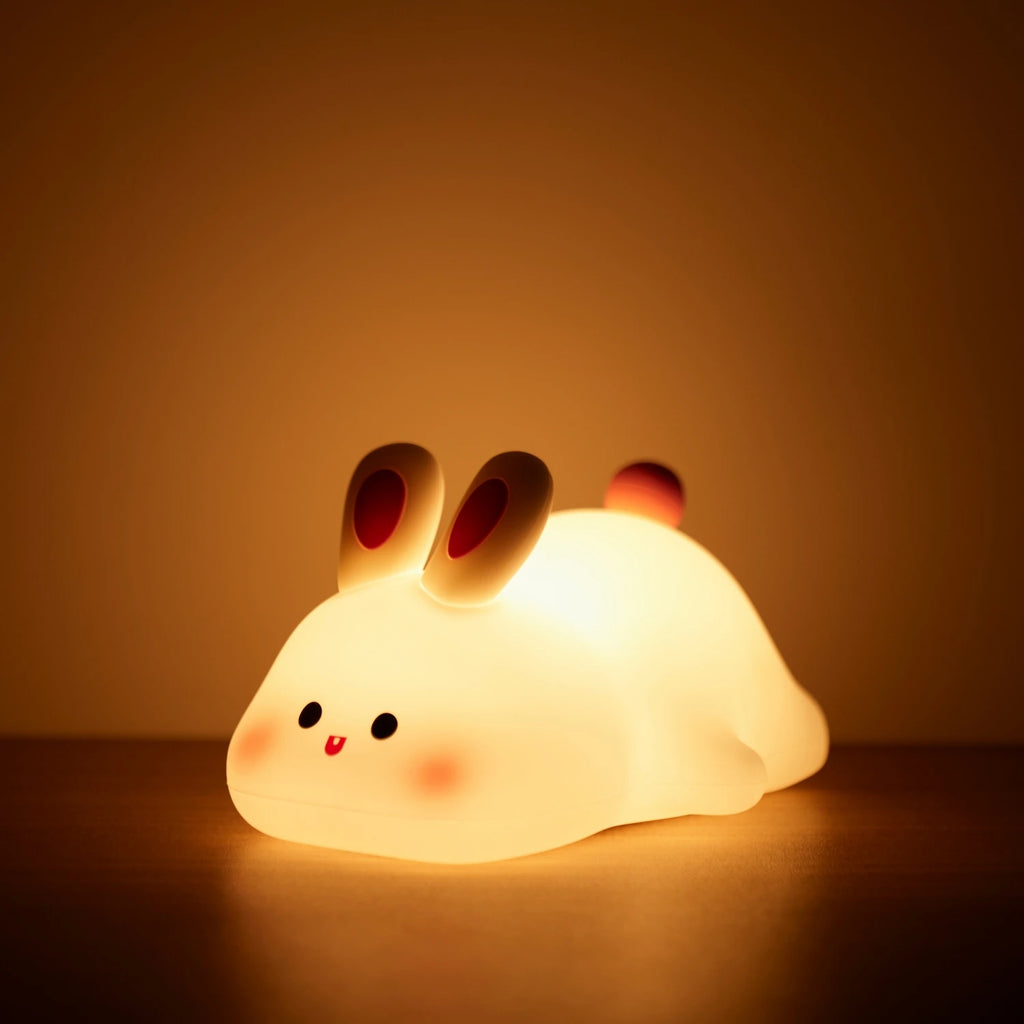 Cute Silicone LED Night Light - Panda Sheep Rabbit USB Rechargeable Kids Bedroom Lamp Gift