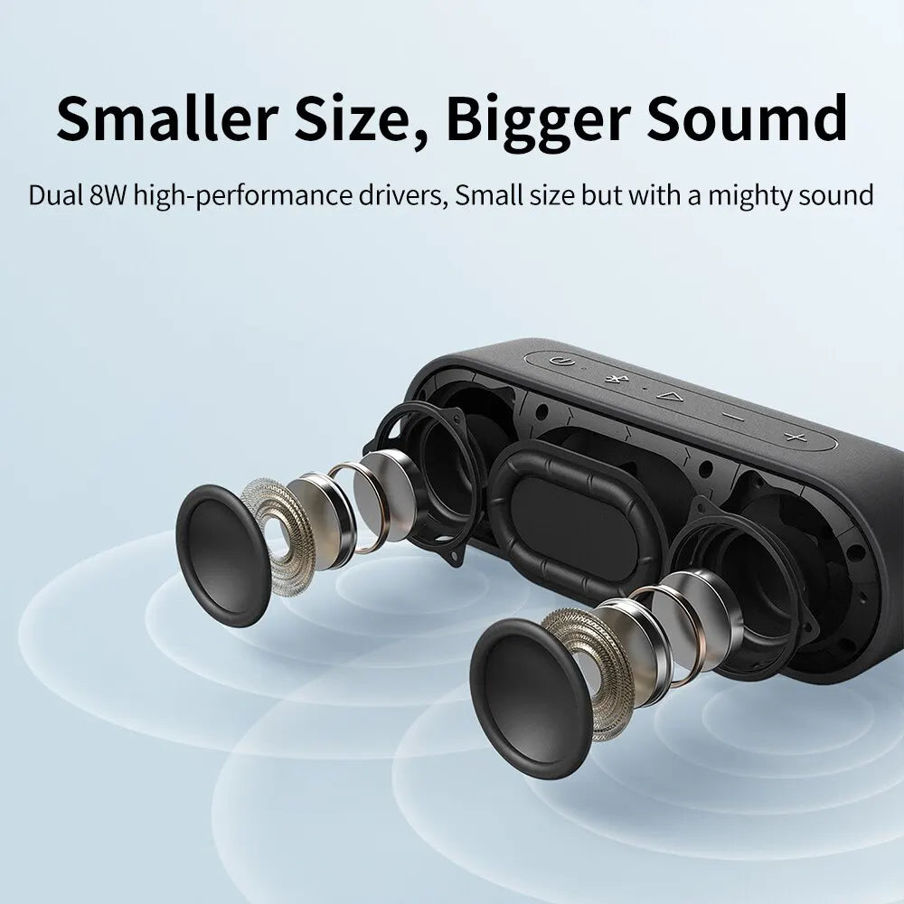 Portable Bluetooth Speaker IPX7 Waterproof 16W, 24-Hour Playtime, Bluetooth 5.3, Type-C & AUX for Party and Camping