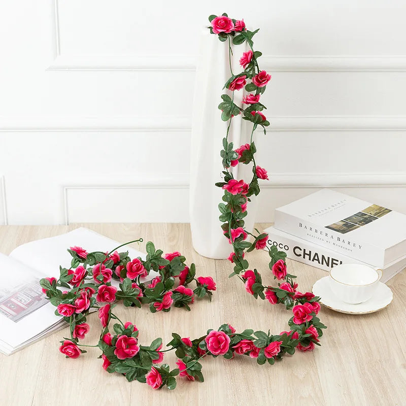 250 cm (98.4 in) Rose Artificial Flower Garland – Faux Rose Vine for Wedding, Christmas, Home & Garden Arch Decor