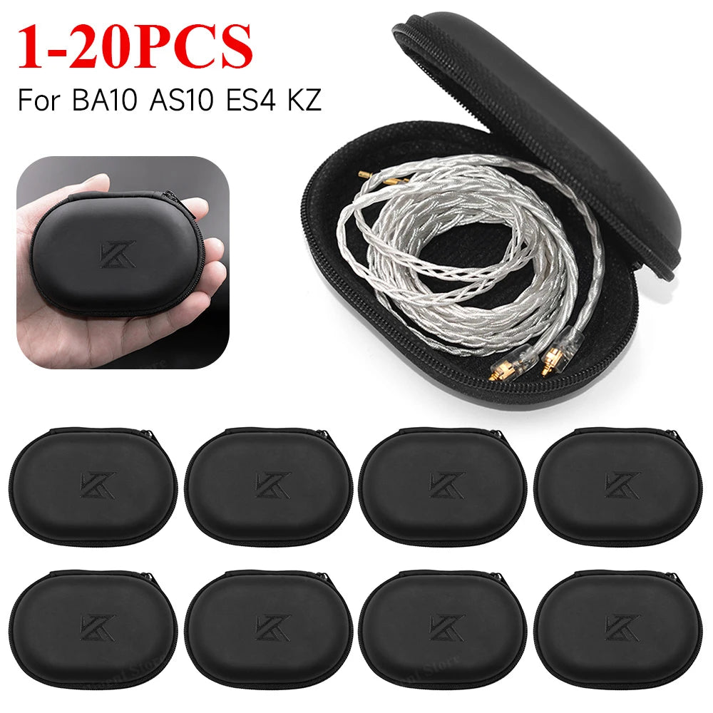 PU Leather Earphones Storage Case - Zippered Protective Carrying Organizer for Wired Earbuds, 101 x 71 x 40 mm (3.98 x 2.80 x 1.57 in)