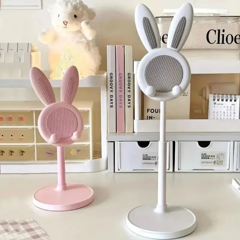 Cute Cartoon Bunny Adjustable Desktop Phone and Tablet Stand, Universal Smartphone Holder