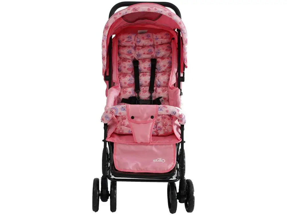 Baby Stroller Newborn to 15 kg (up to 33 lb) – Reclining Seat, Large Storage Basket & Canopy, Kitten Pink