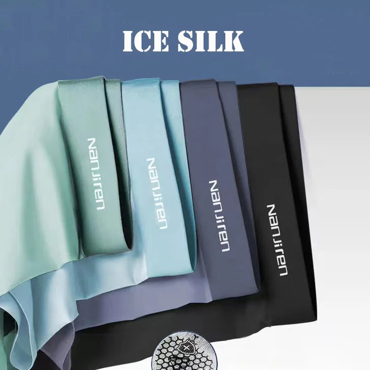 4-Pack Men's Ice Silk Boxer Shorts, Breathable Thin U-Pouch Underwear, Size L-6XL, Wholesale