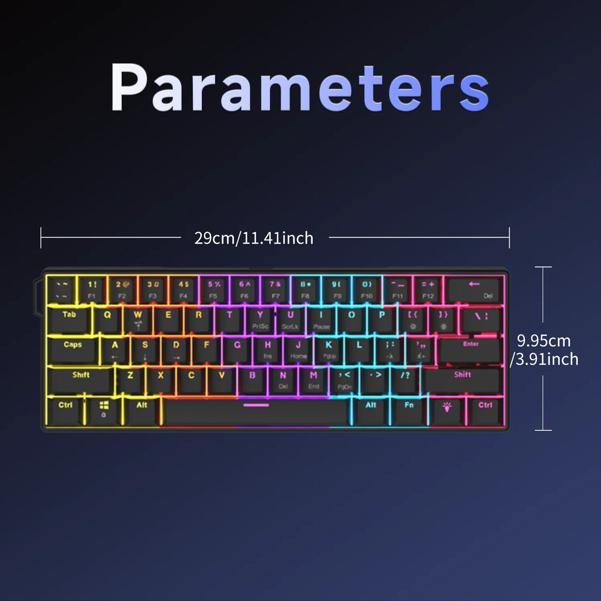 60% Mechanical Gaming Keyboard 61-Key Wired RGB Hot-Swappable Red Switch Mini Keyboard for PC