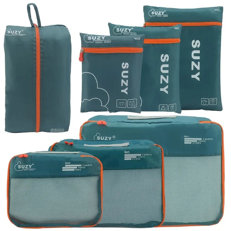 7-Piece Mesh Packing Cubes Set – Breathable Luggage Organizer Bags for Suitcases & Family Travel