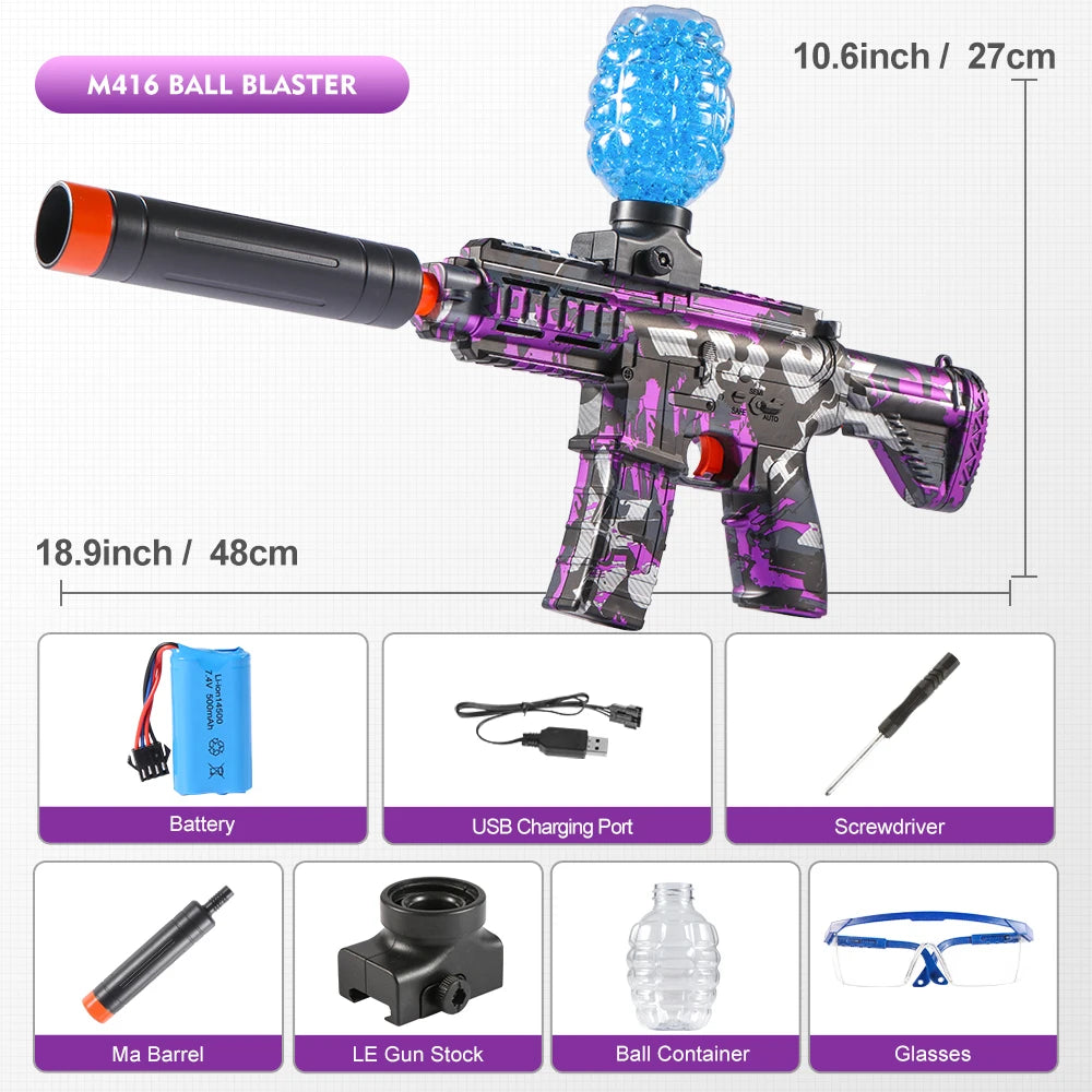 Rechargeable Electric Ball Blaster Toy Gun – High-Speed Metallic Finish, Outdoor Game Party Gift (Bullets Excluded) Ages 6+
