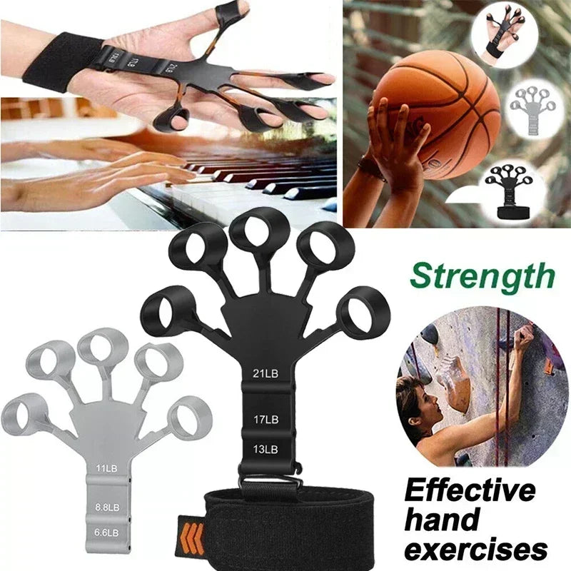 Silicone Finger Exerciser Hand Strengthener 6 Resistance Levels for Grip, Arthritis, Rehab, Climbing, Guitar