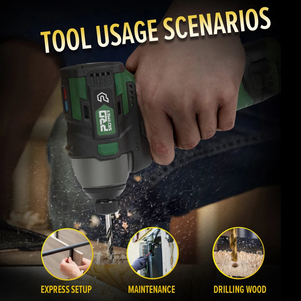 140 Nm Brushless Cordless Electric Screwdriver Drill 17V 1500mAh Rechargeable 1/4 in (6.35 mm) Hex Chuck