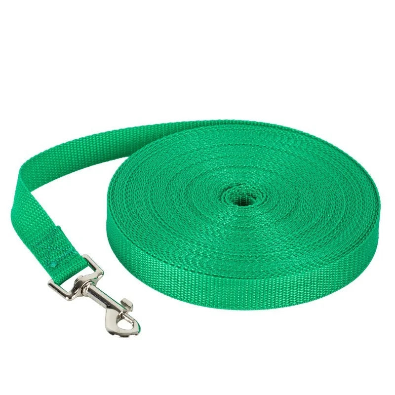 Nylon Long Dog Training Leash – Durable Quick-Release Long Line, 2 cm Wide, Multiple Lengths 4–66 ft (1.2–20 m) for Small to Large Dogs