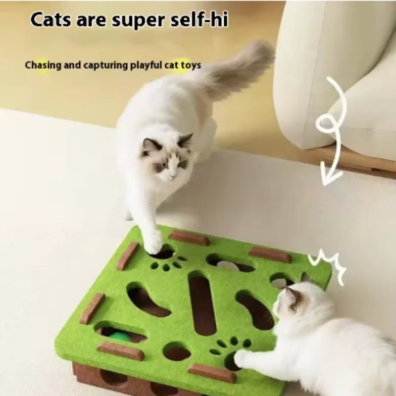 Interactive Cat Maze Toy with Bell Balls — Felt Tunnel Dig-Hole Puzzle for Kittens & Cats