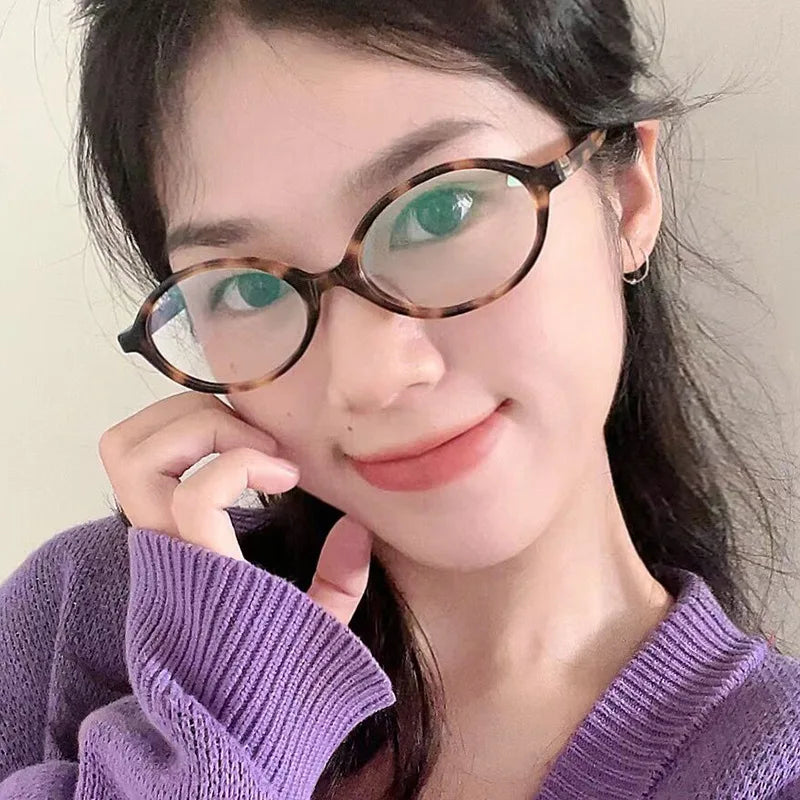 Vintage Small Oval Sunglasses Retro Leopard Frame UV400 Blue Light Blocking Lenses for Women & Men