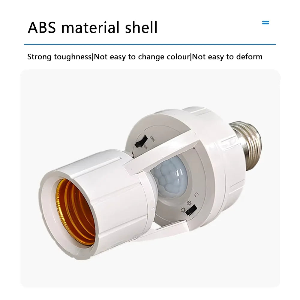 Motion Sensor Light Bulb Adapter E27 PIR Socket Holder Automatic LED Switch 110-220V
