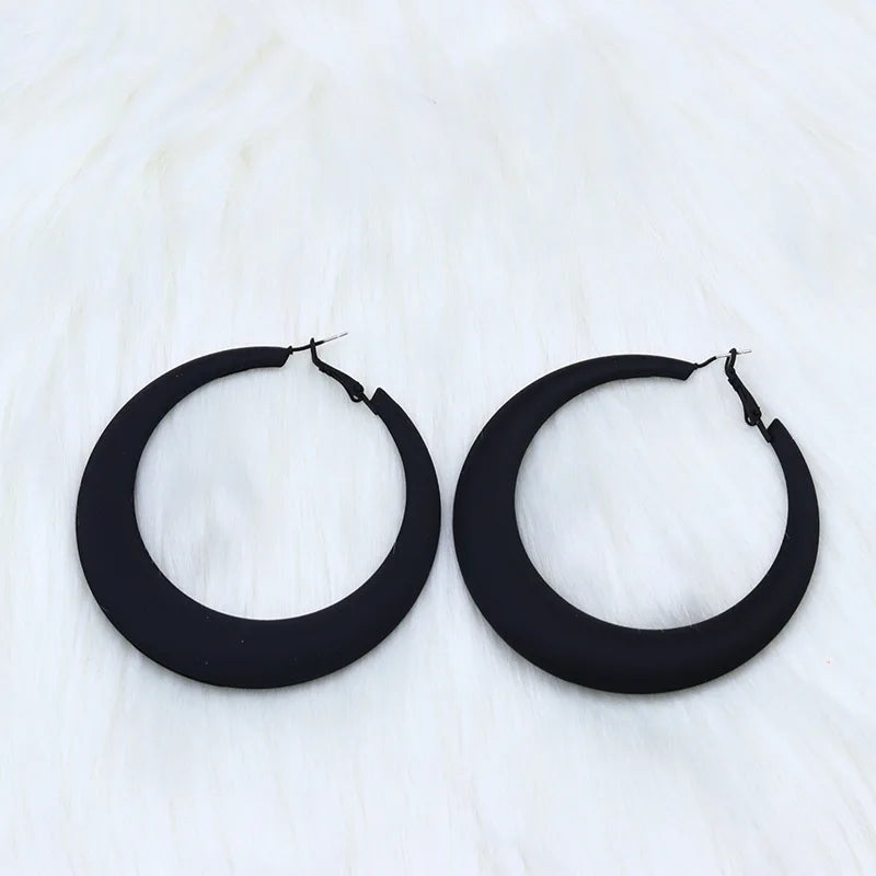 Oversize Red & Blue Metal Hoop Earrings for Women – 72mm (2.83 in) Round Statement Hoops