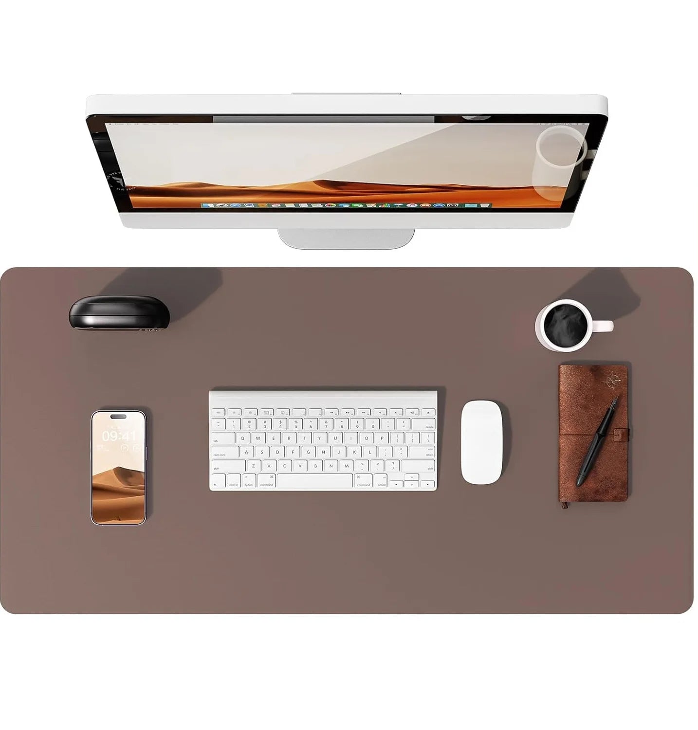 Large PU Leather Desk Pad - Non-Slip Waterproof Office Mouse Pad & Laptop Desk Mat