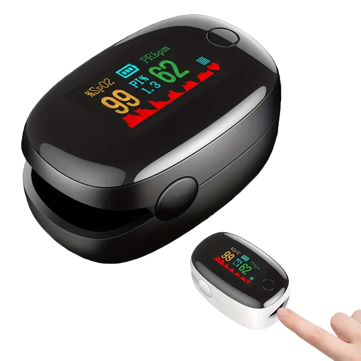 Portable Finger Pulse Oximeter with Color LED Display — SPO2 & Heart Rate Monitor