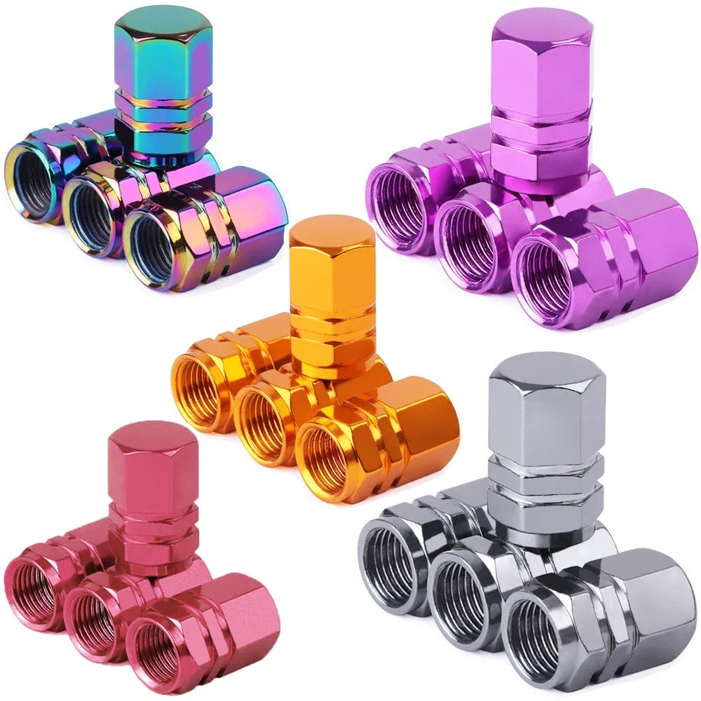 Aluminum Alloy Tire Valve Stem Caps — Dustproof Valve Caps for Car Motorcycle Bicycle (1.6 x 1.0 cm / 0.63 x 0.39 in)