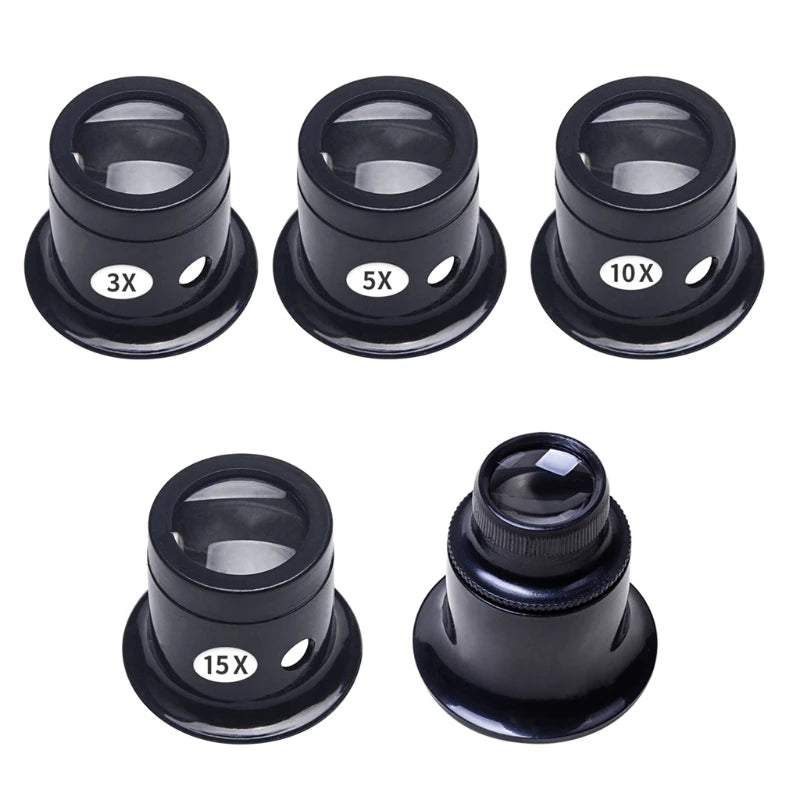 Watchmaker Loupe Magnifier — 3X 5X 10X 15X 20X Jeweler Magnifying Glass for Watches, Jewelry, Coins & Stamps