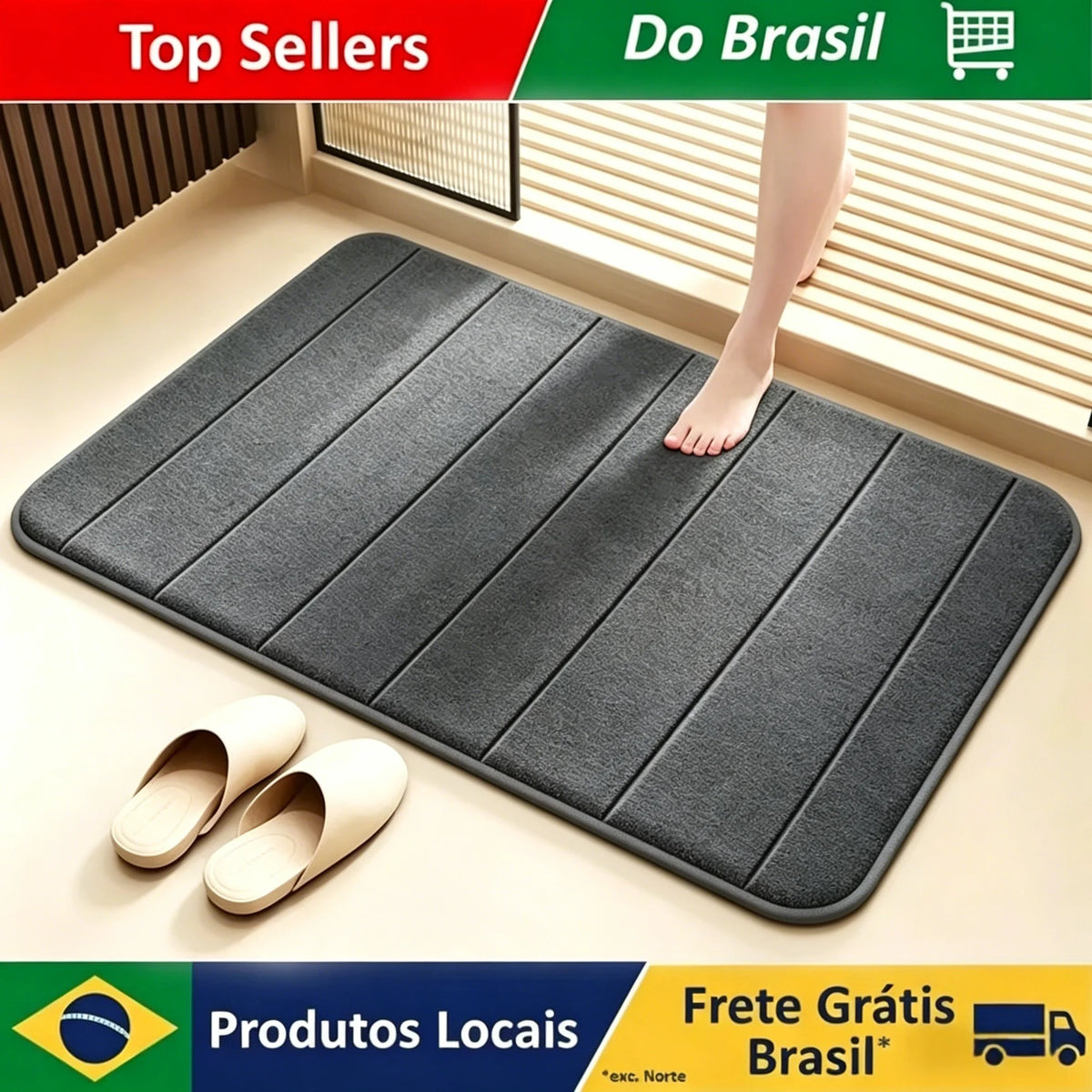Memory Foam Bath Mat - Super Absorbent Non-Slip Bathroom Rug for Bathtub & Shower