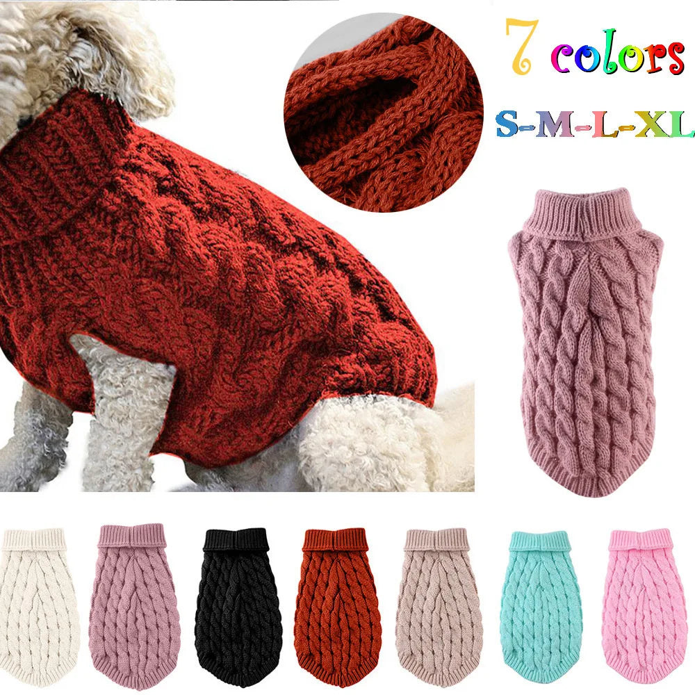 Knitted Cable Dog Sweater - Warm Autumn/Winter Pullover for Small Dogs