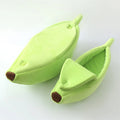Banana-Shaped Plush Pet Bed – Cozy Cat & Small Dog House, Small (40×12×19 cm / 15.7×4.7×7.5 in) & Medium (51×14×20 cm / 20.1×5.5×7.9 in) – Yellow, Pink, Beige, Green