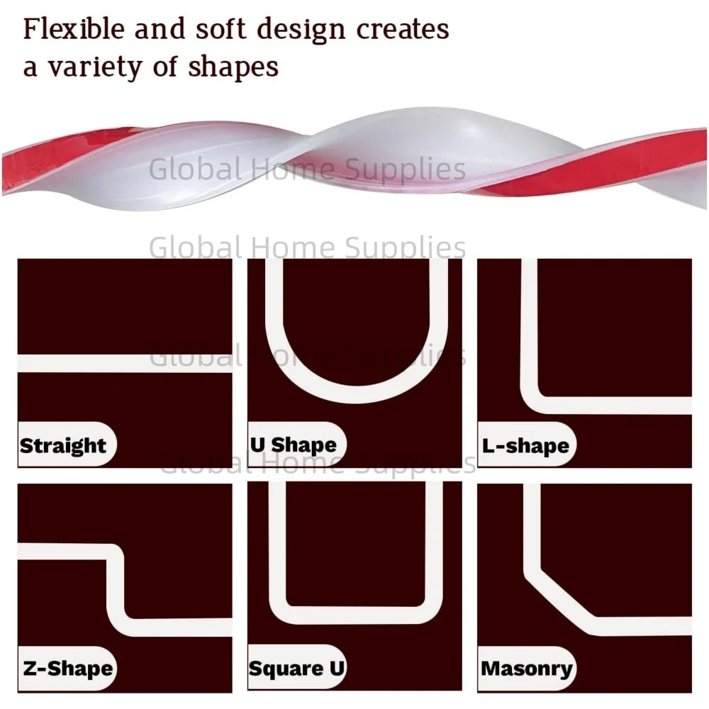 Silicone Shower Threshold Water Dam Strip — Bottom Seal for Glass Shower Door, Wet/Dry Separation, Adjustable 50–300cm (1.64–9.84ft), Heights 3–5cm (1.18–1.97in)