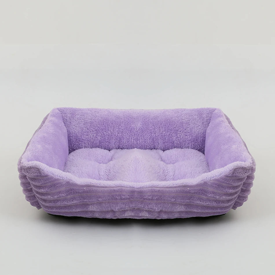 Plush Square Pet Bed for Dogs & Cats, Calming Kennel Sofa Cushion in Multiple Sizes (XS-XXL)