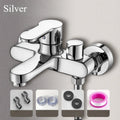 Wall-Mount Bathtub Faucet Mixer with Handheld Shower – 3-Mode Spray, 150 cm (59 in) Hose, Chrome-Plated Brass