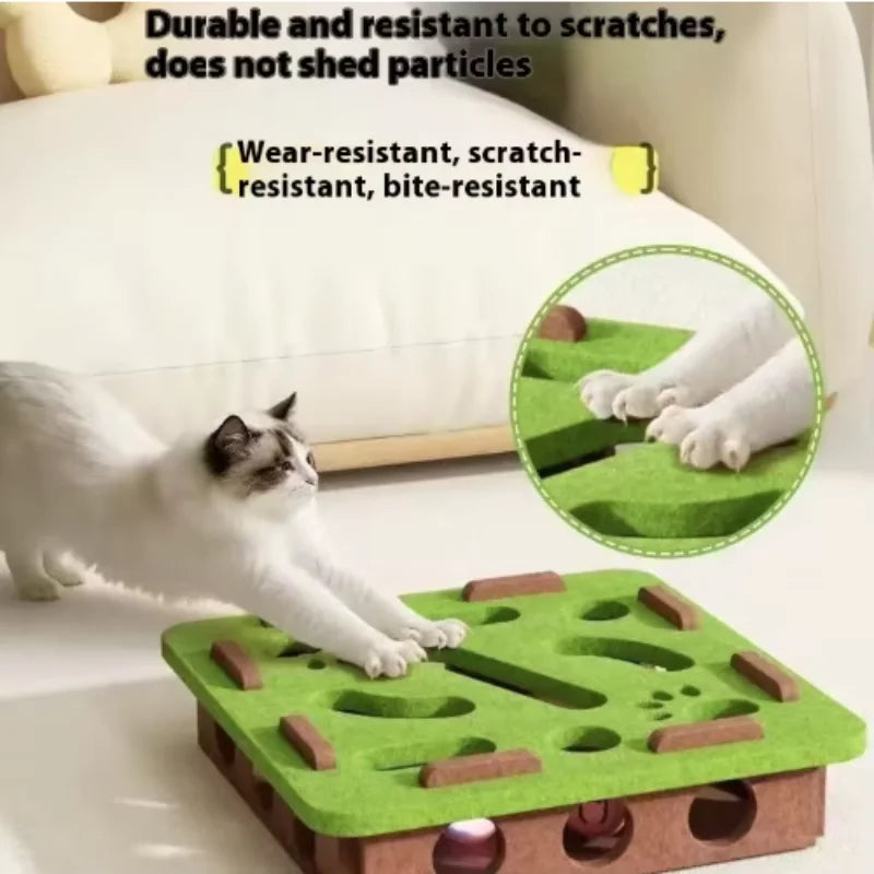 Interactive Cat Maze Toy with Bell Balls — Felt Tunnel Dig-Hole Puzzle for Kittens & Cats