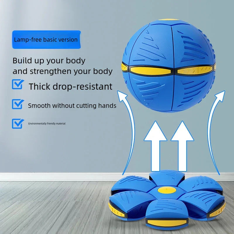 Blue Flying Saucer Vent Ball - 9.8 in (25 cm) Deformable Foot Decompression Toy for Parent-Child Outdoor Play