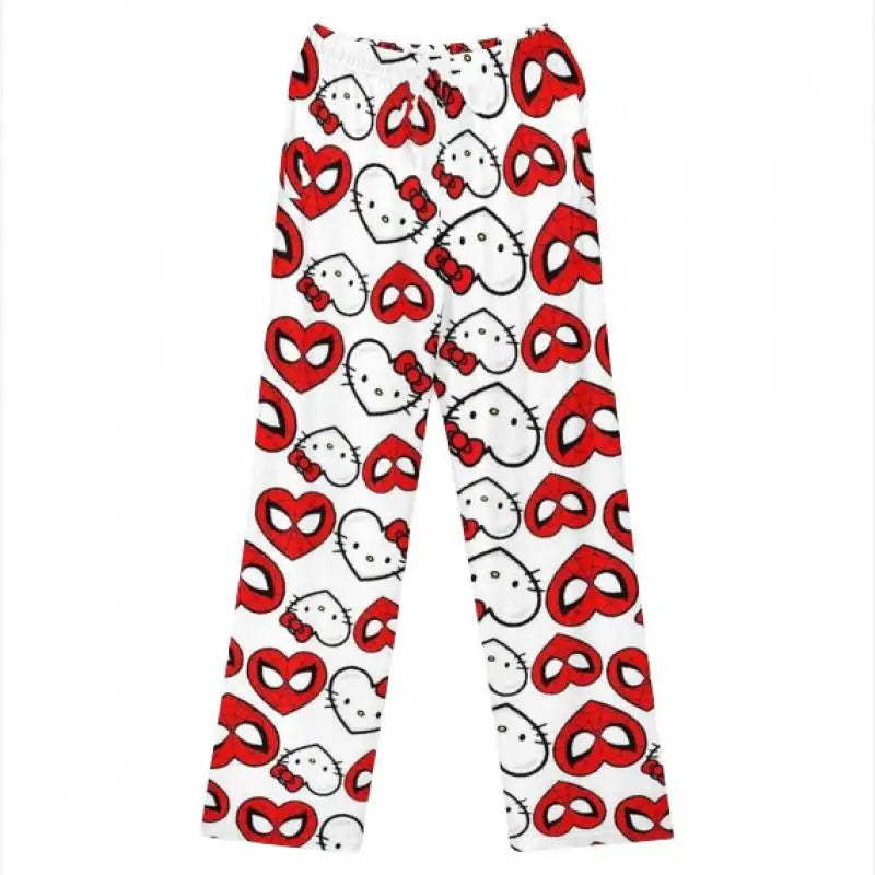 Hello Kitty Y2K Plush Pajama Pants, Winter Cozy Home Sleepwear for Couples