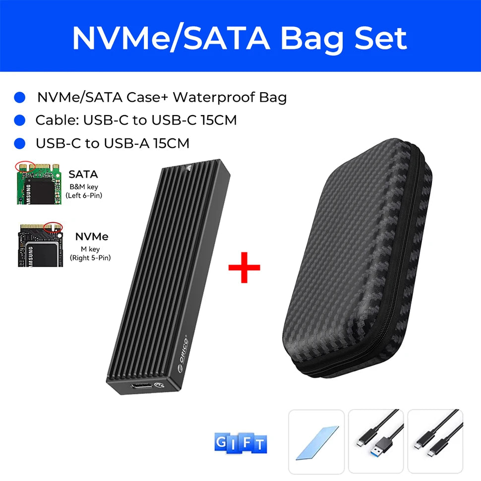 M.2 NVMe & SATA External SSD Enclosure USB-C / USB-A 10Gbps (USB 3.2 Gen2) Compatible with 2230/2242/2260/2280 Up to 4TB