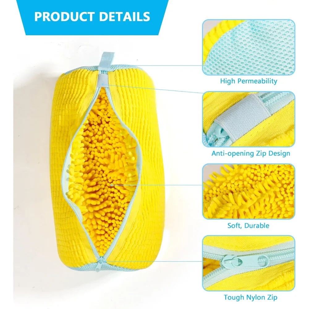 Shoe Washing Machine Bag for Sneakers & Casual Shoes Yellow with Blue Zipper