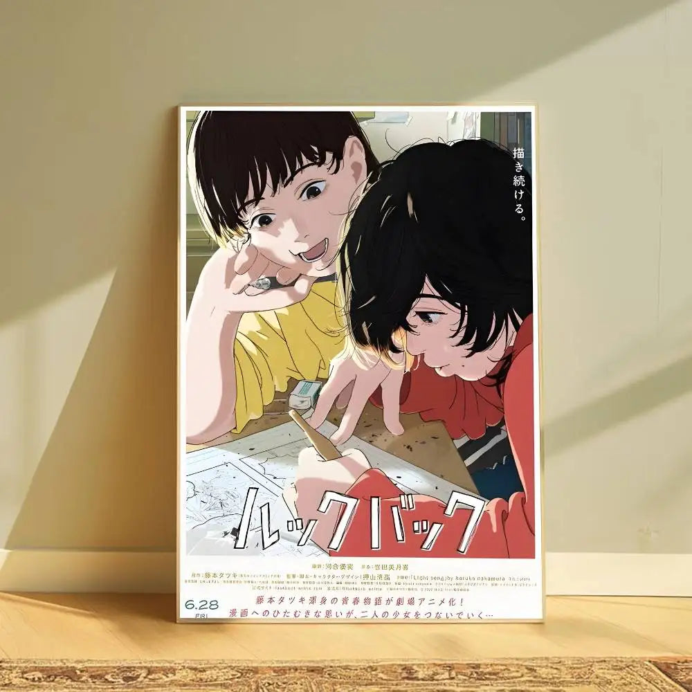 Anime Look Back Poster Removable Waterproof Sticky Wall Art Aesthetic Decor for Living Room Bedroom Bar