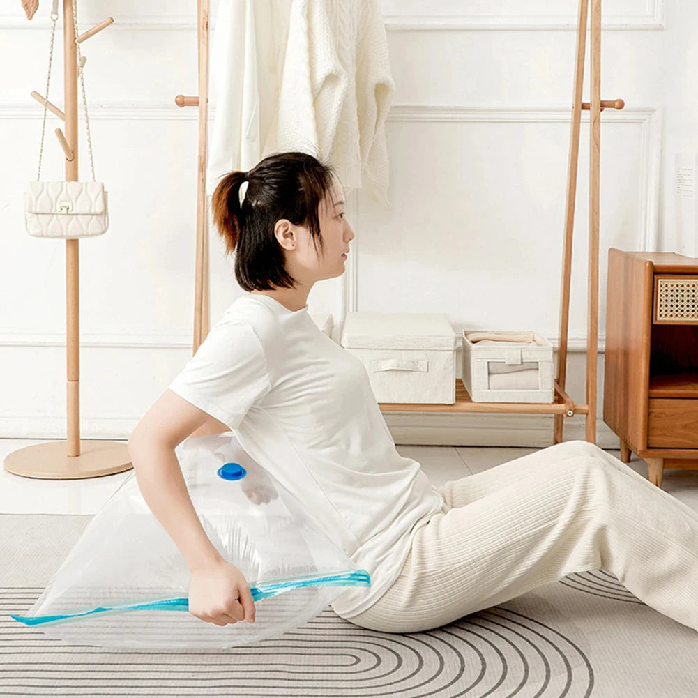 4-Pack Reusable Vacuum Storage Bags for Clothes, Clear Large Space-Saving Compression Bags for Travel & Home