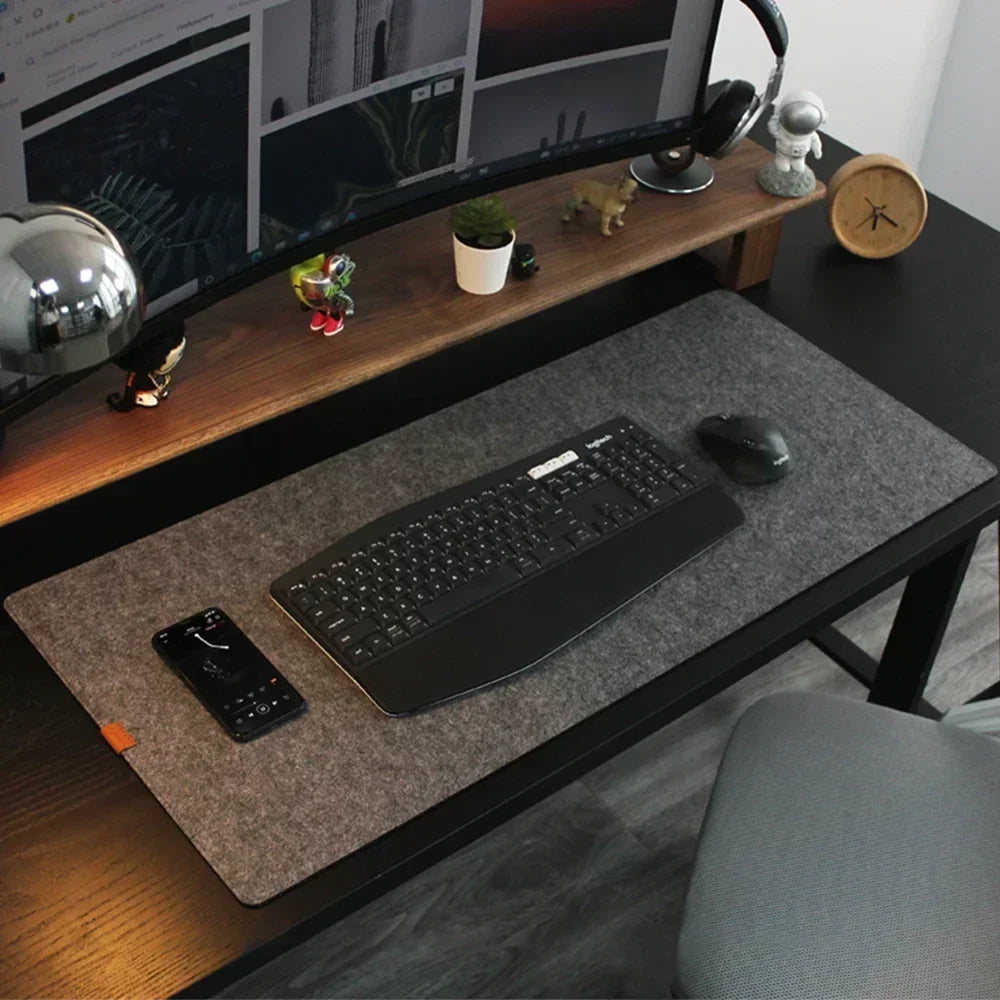 Large Wool Felt Desk Mat Non-Slip Mouse & Keyboard Pad, Office Laptop Cushion and Gaming Desk Protector