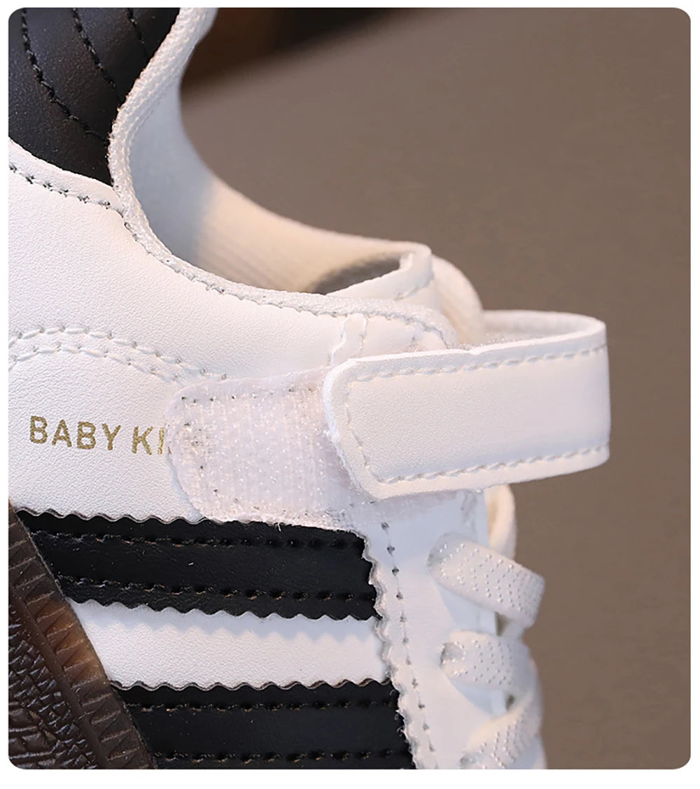 Kids PU Leather Sneakers - Lightweight Slip-On Velcro Soft-Sole, Anti-Slip Unisex Children’s Shoes